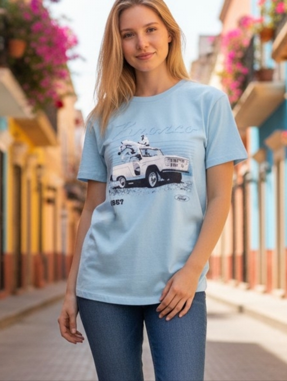 Ford Bronco Graphic Tee Light Blue Size Small Unisex